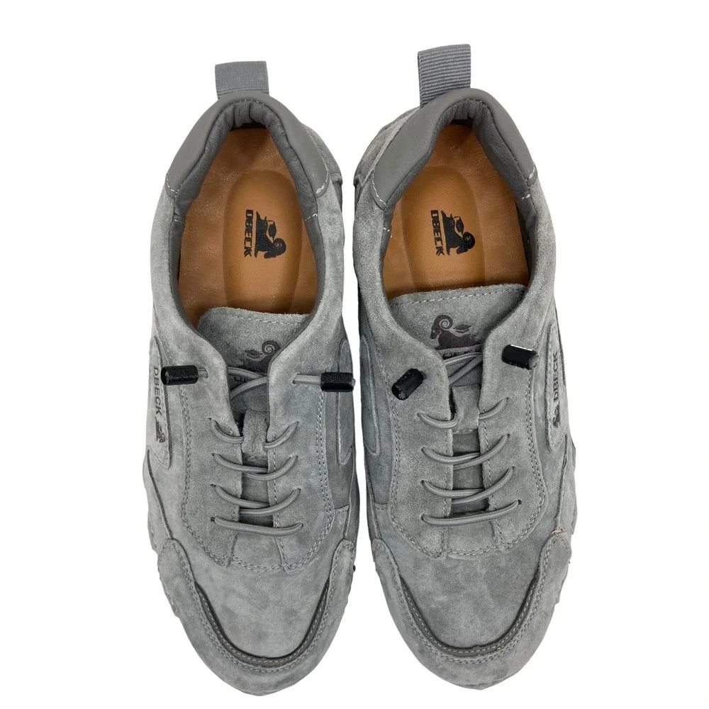 DBECK Casual Sneakers Mens EU 42 Grey Excellent Suede Bungee Lace Low Top